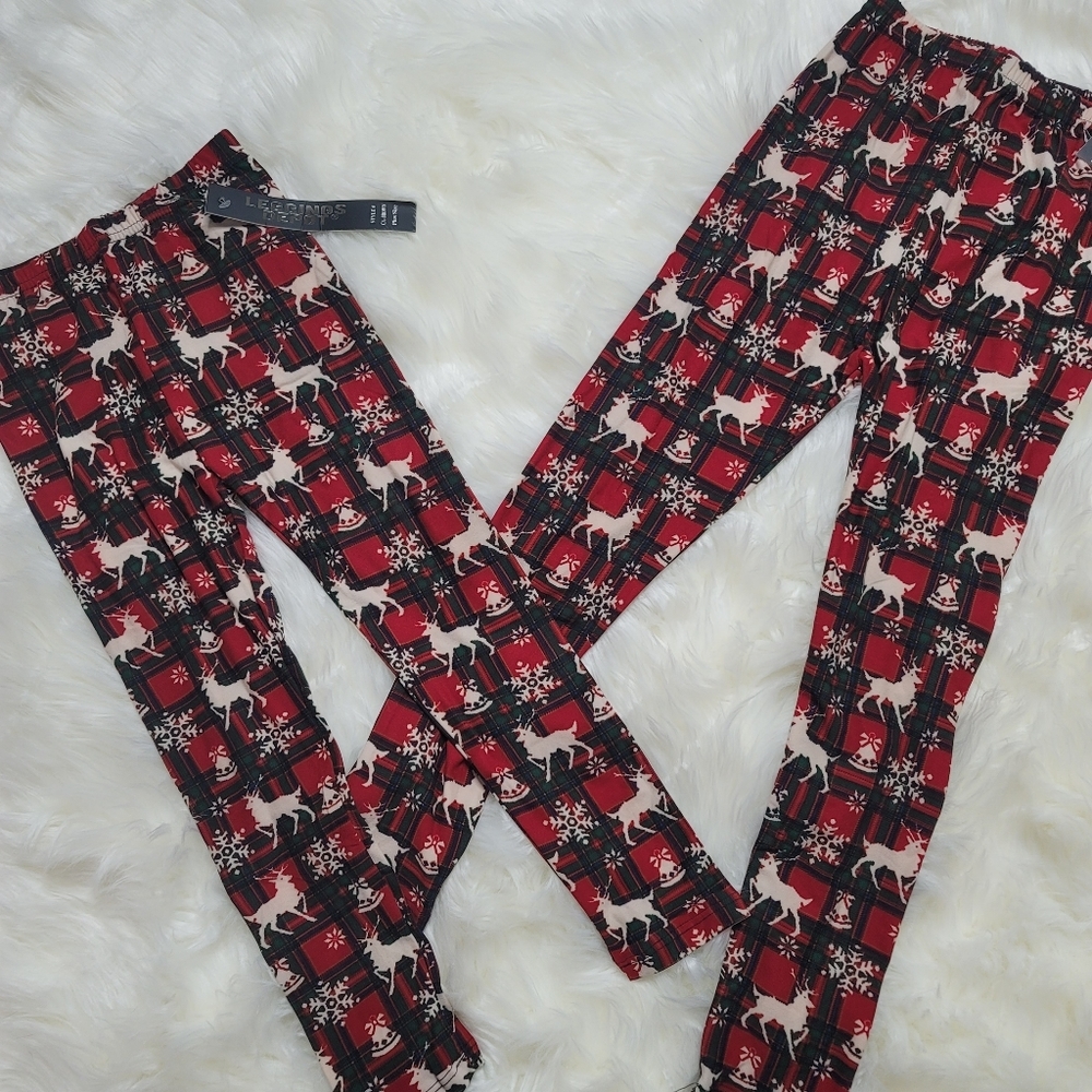 KIDS Legging Depot Plaid Reindeer Leggings